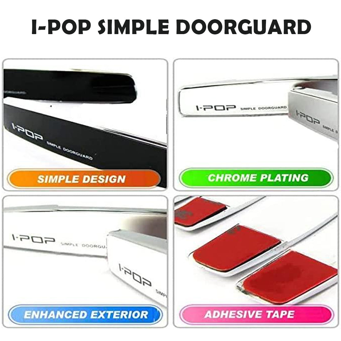 Car I-Pop Simple Door Guard Edge Protector Set Of 4Pcs In Silver