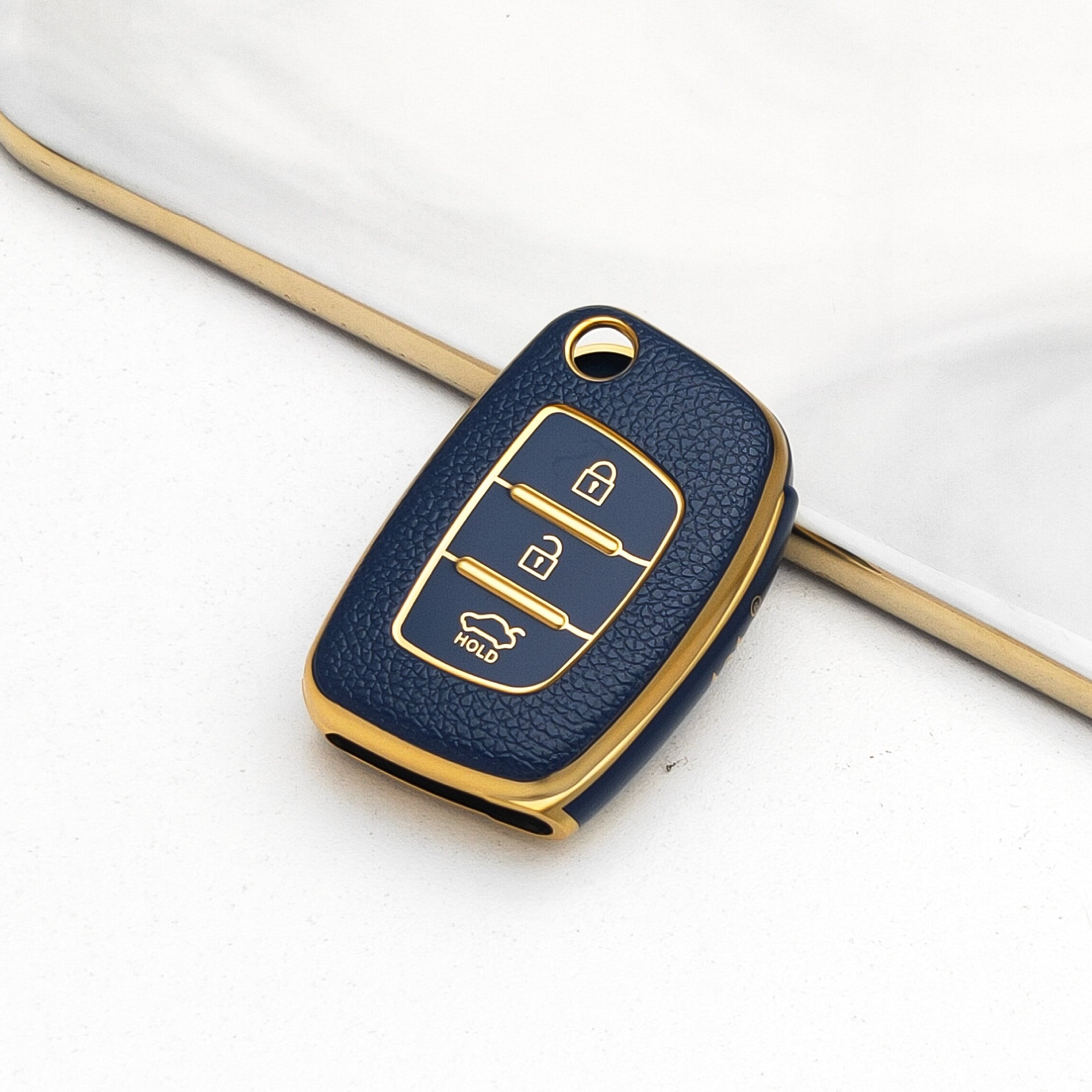 Acto Car Key Cover TPU Leather Grain For Hyundai i-20 Elite