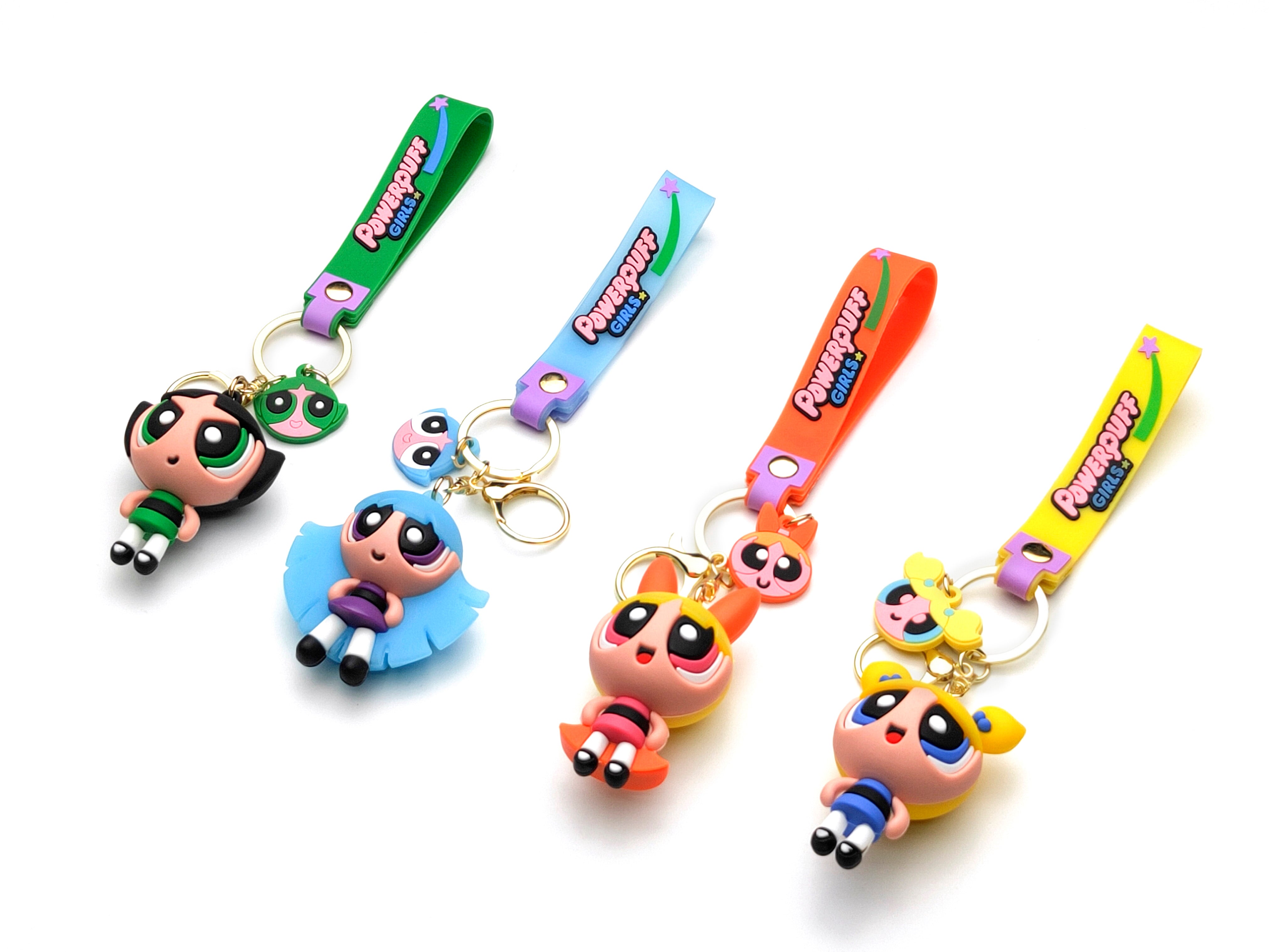 3D PVC Cartoon Keychain Powerpuff Girls Bubbles