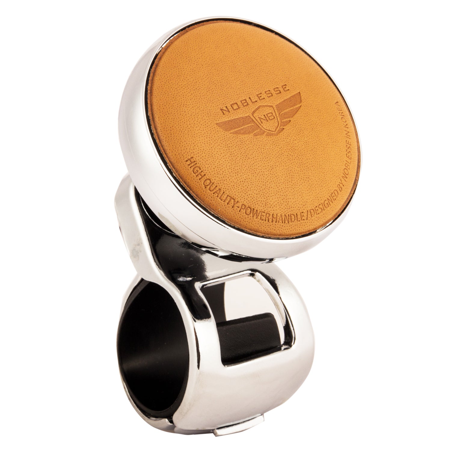 Noblesse Premium Car Steering Assist Knob – Luxury Leather Top | 360° Rotating Spinner | Heavy-Duty Universal Fit