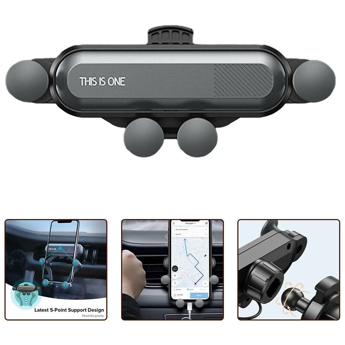 CAR MOBILE HOLDER 4-DOTT IN BLACK COLOR PACK OF 1 FOR AC VENT