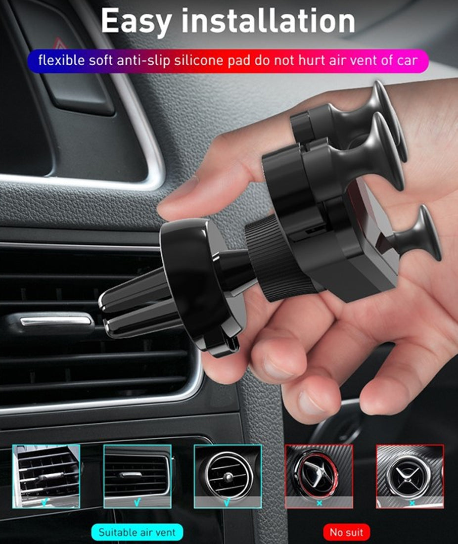 CAR MOBILE HOLDER 4-DOTT IN BLACK COLOR PACK OF 1 FOR AC VENT