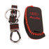 ACTO Leather Car Key Cover with Key Chain Compatible for Audi A6 / Q3 / Q5 / Q7 3 Button Smart Key | Black with Red Stitching | Premium Leather Key Case | 360° Protection | Stylish Key Fob Cover | Pack of 1