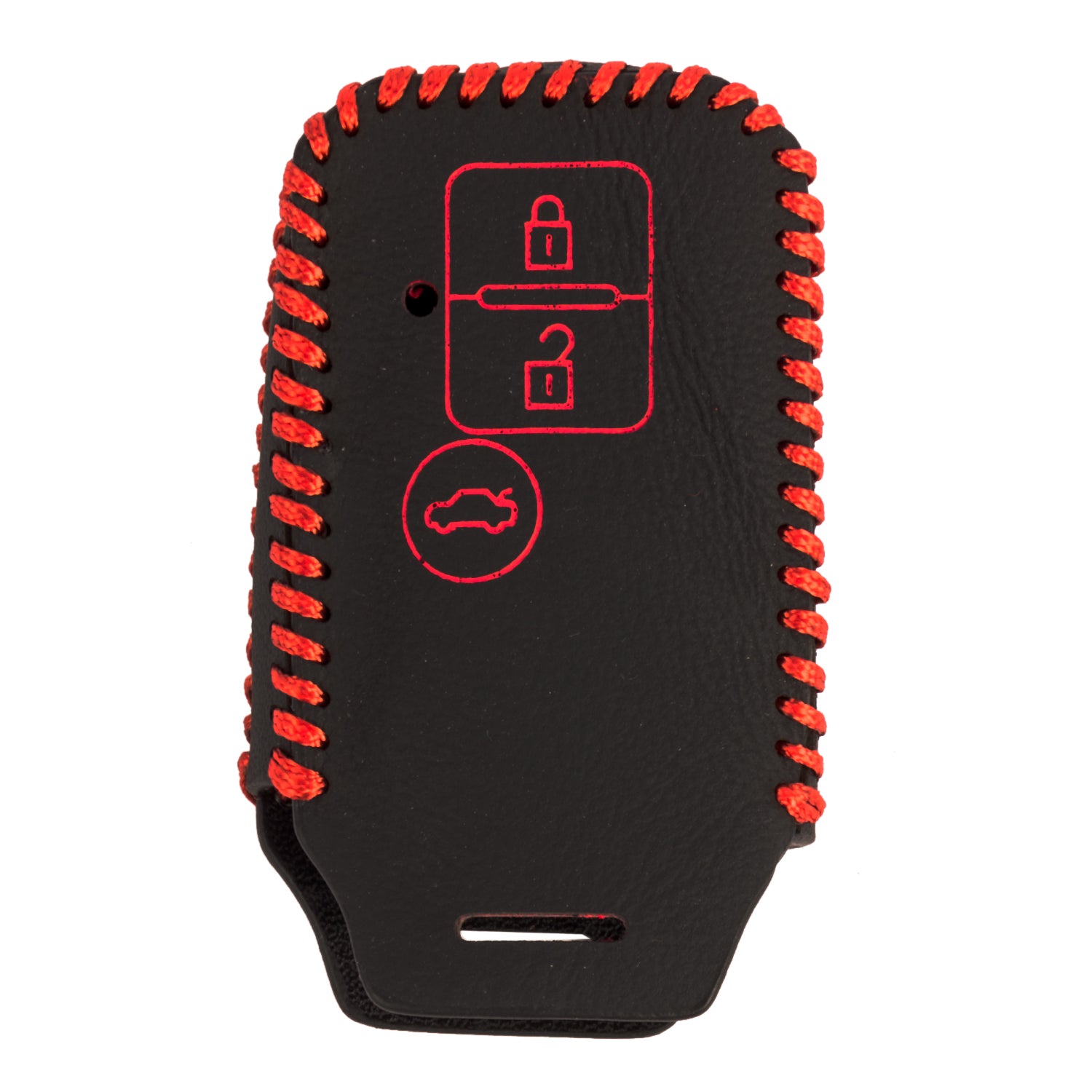 ACTO Leather key cover in Black color With Red Stitches with key chain Compatible With Suzuki Ertiga 3 Button