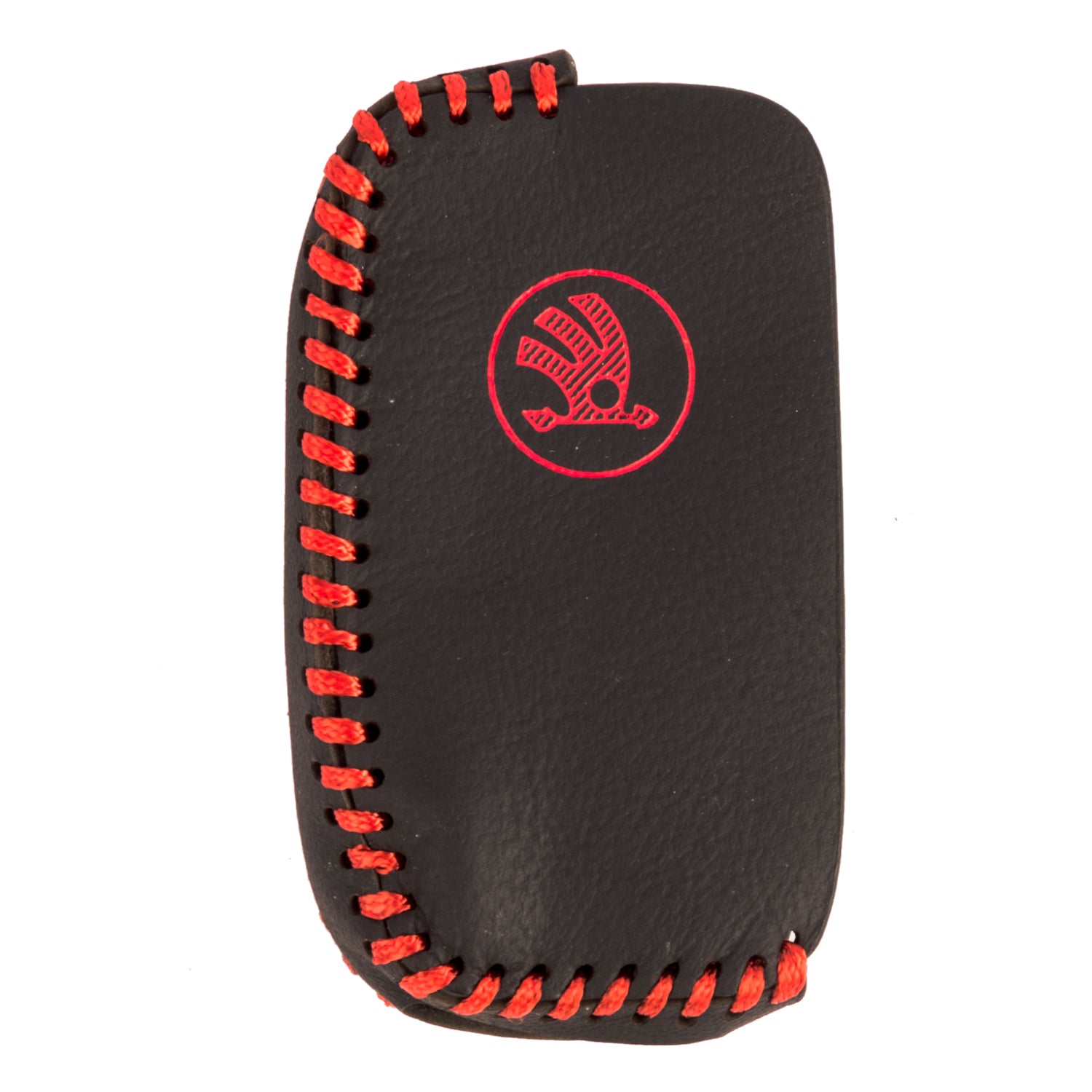 ACTO Leather Car Key Cover with Key Chain Compatible for Skoda Ameo, Jetta, Polo, Vento & Skoda Rapid, Octavia, Fabia, Laura, Superb, Yeti Premium Black with Red Stitching | 360° Protection | Stylish Key Case | Pack of 1