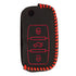ACTO Leather Car Key Cover with Key Chain Compatible for Skoda Ameo, Jetta, Polo, Vento & Skoda Rapid, Octavia, Fabia, Laura, Superb, Yeti Premium Black with Red Stitching | 360° Protection | Stylish Key Case | Pack of 1