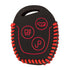 ACTO Leather Car Key Cover with Key Chain Compatible for Ford Figo & Aspire 3 Button Smart Key | Premium Black Leather with Red Stitching | 360° Protection | Pack of 1