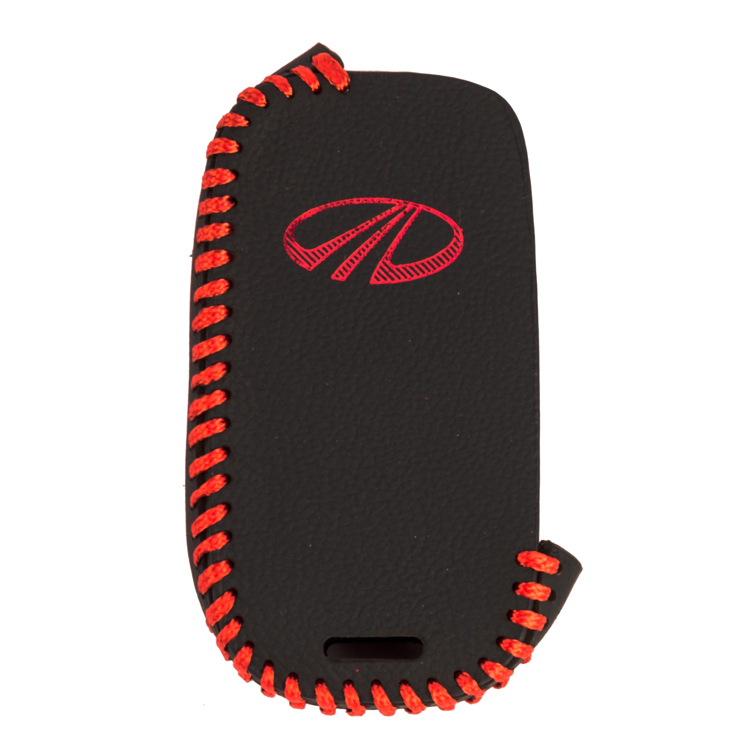 ACTO Leather key cover in Black color With Red Stitches with key chain Compatible With Mahindra Bolero 3 Button
