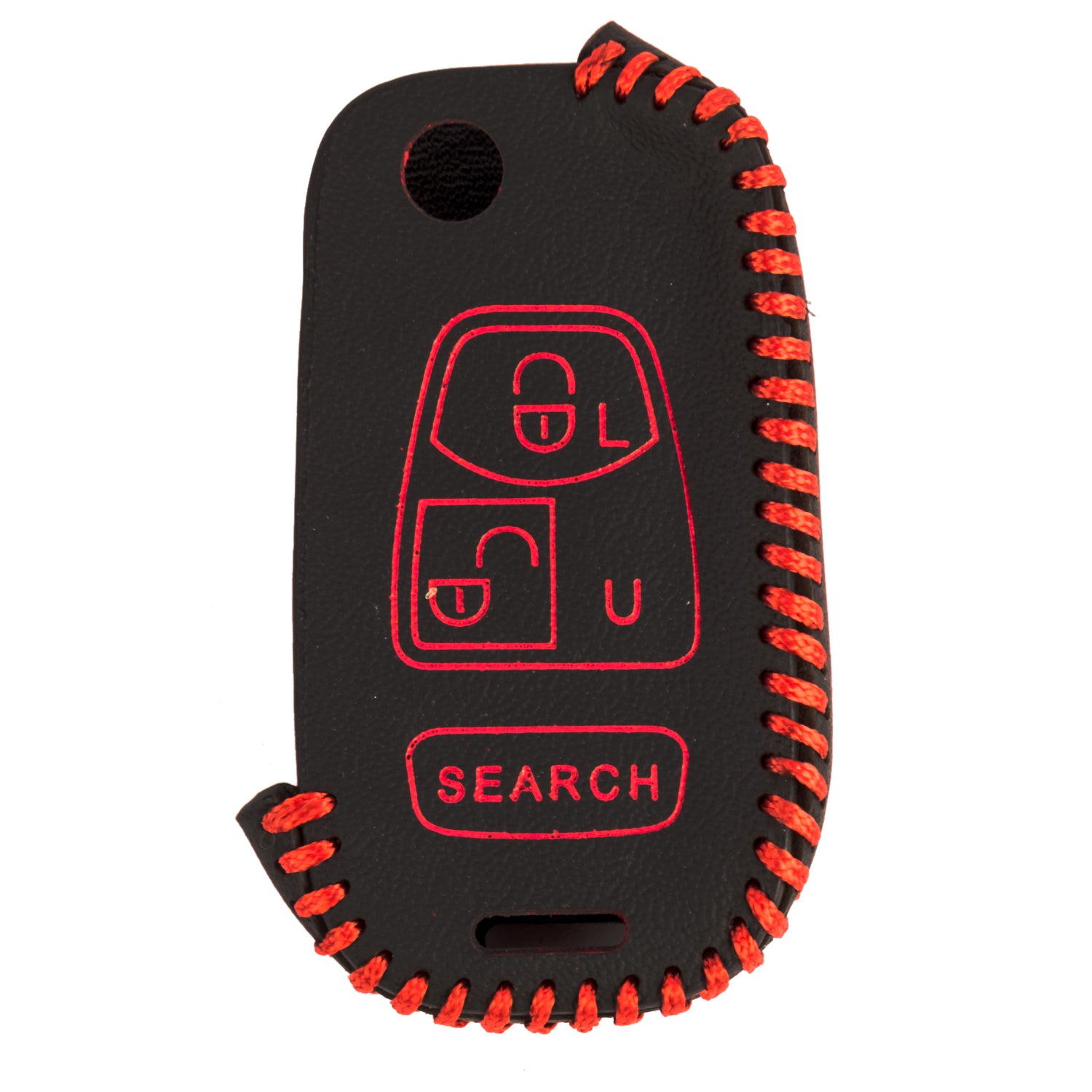 ACTO Leather key cover in Black color With Red Stitches with key chain Compatible With Mahindra Bolero 3 Button