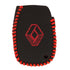 ACTO Leather Car Key Cover with Key Chain Compatible for Renault Duster, Lodgy, Logan & Verito (3 Button Remote Key) | Premium Black with Red Stitching | 360° Protection | Stylish Key Case | Pack of 1