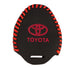 ACTO Leather Car Key Cover with Key Chain Compatible for Toyota Camry, Corolla, Fortuner & Innova (2 Button Remote Key) | Premium Black with Red Stitching | 360° Protection | Stylish Key Case | Pack of 1