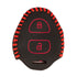 ACTO Leather Car Key Cover with Key Chain Compatible for Toyota Camry, Corolla, Fortuner & Innova (2 Button Remote Key) | Premium Black with Red Stitching | 360° Protection | Stylish Key Case | Pack of 1