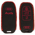 ACTO Leather Car Key Cover with Key Chain Compatible for Audi A8 / Q7 / RS / TT 3 Button Smart Key | Black with Red Stitching | Premium Leather Key Case | 360° Protection | Stylish Key Fob Cover | Pack of 1