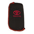 ACTO Leather Car Key Cover with Key Chain Compatible for Toyota Corolla Altis & Innova Crysta (3 Button Flip Key) | Premium Black with Red Stitching | 360° Protection | Stylish Key Case | Pack of 1