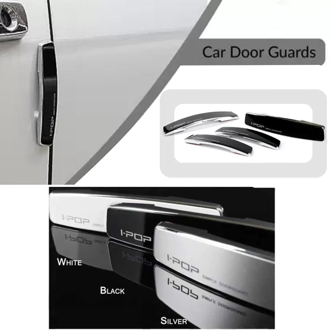 Car I-Pop Simple Door Guard Edge Protector Set Of 4Pcs In White