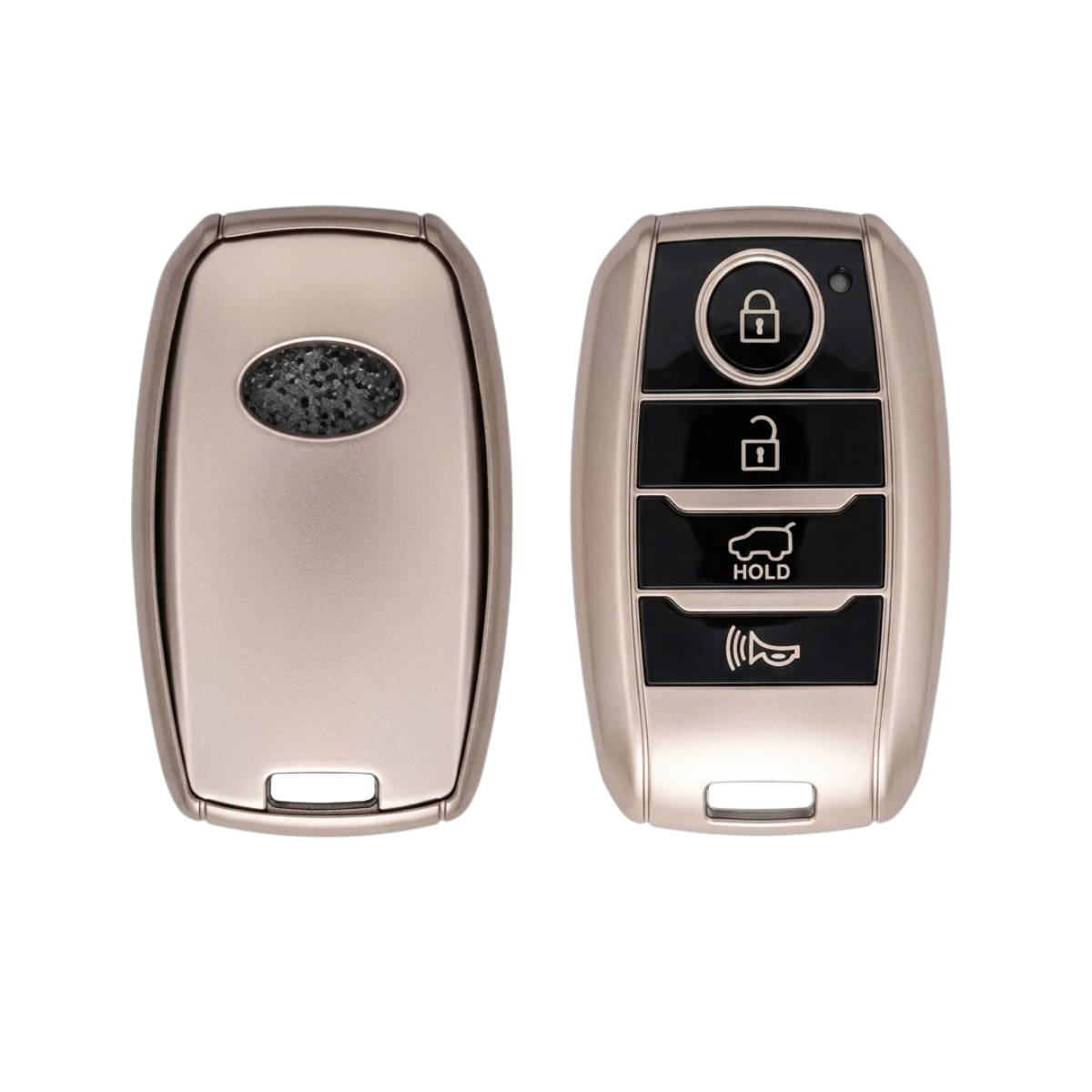 Acto Chromium Gun Series Car Key Cover Compatible with Kia Seltos, Sonet 4 Button Smart Key | Premium Chrome Finish Hard Case | 360° Protection | Scratch Resistant | Keychain Included (Pack of 1)