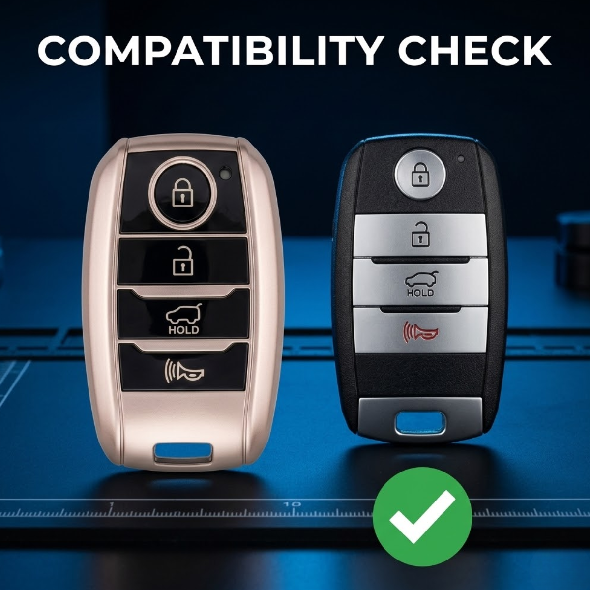 Acto Chromium Gun Series Car Key Cover Compatible with Kia Seltos, Sonet 4 Button Smart Key | Premium Chrome Finish Hard Case | 360° Protection | Scratch Resistant | Keychain Included (Pack of 1)