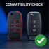ACTO Leather Car Key Cover with Key Chain Compatible for Kia Seltos & Carens 3 Button Flip Key | Premium Black Leather with Red Stitching | 360° Protection | Pack of 1