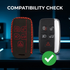 ACTO Leather Car Key Cover with Key Chain Compatible for Jaguar F-Type, XJ, XF, F-Pace, XE & Range Rover Evoque, Sport 5 Button Smart Key | Premium Black Leather with Red Stitching | 360° Protection | Pack of 1