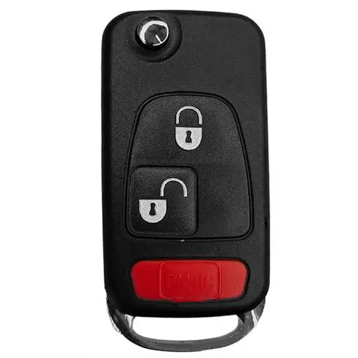 ACTO Leather key cover in Black color With Red Stitches with key chain Compatible With Mahindra Bolero 3 Button