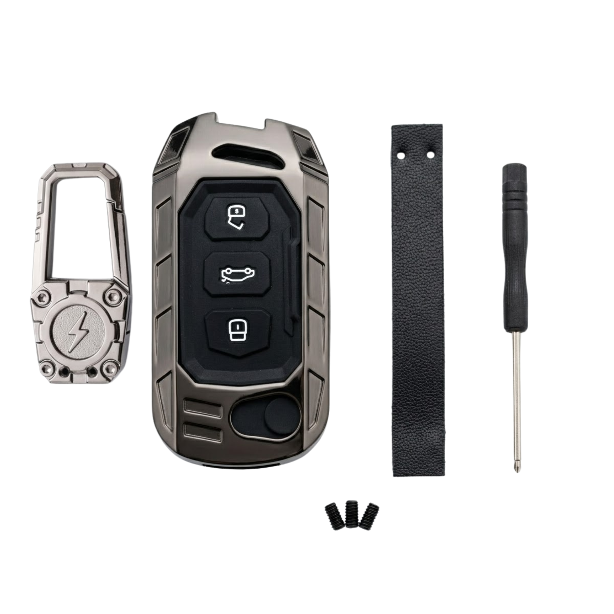 Acto Car Key Cover Transformer Series Compatible for Mahindra Thar, Thar Roxx, Bolero, Marazzo, Scorpio, TUV300, XUV700, 3XO (3 Button Flip Key) | 360° Protection | Stylish Key Case with Keychain | Pack of 1