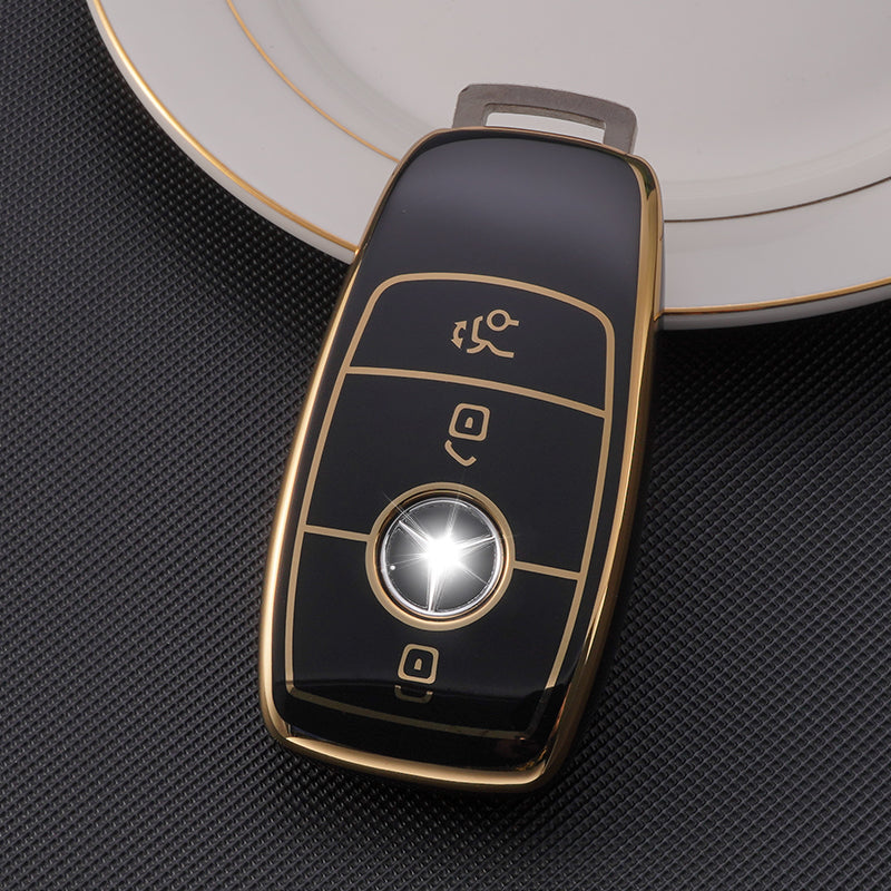 Acto TPU Gold Series Car Key Cover With TPU Gold Key Chain For Mercedes GLA-CLASS