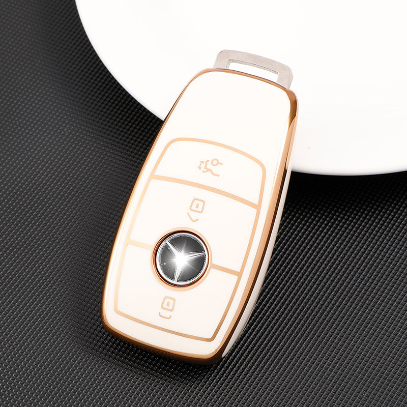 Acto TPU Gold Series Car Key Cover With TPU Gold Key Chain For Mercedes S-Classs