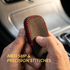 ACTO Leather Car Key Cover with Key Chain Compatible for Mercedes-Benz C-Class, M-Class, S-Class & GL-Series Smart Key | Premium Black Leather with Red Stitching | 360° Protection | Pack of 1