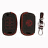 ACTO Leather Car Key Cover with Key Chain Compatible for MG Hector, Hector Plus, Astor, Gloster, Comet EV & ZS EV Smart Key / ZS Flip Key | Premium Black Leather with Red Stitching | 360° Protection | Pack of 1