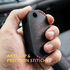 ACTO Leather Car Key Cover with Key Chain Compatible for MG Hector, Hector Plus, Astor, Gloster, Comet EV & ZS EV Smart Key / ZS Flip Key | Premium Black Leather with Red Stitching | 360° Protection | Pack of 1