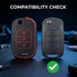 ACTO Leather Car Key Cover with Key Chain Compatible for MG Hector, Hector Plus, Astor, Gloster, Comet EV & ZS EV Smart Key / ZS Flip Key | Premium Black Leather with Red Stitching | 360° Protection | Pack of 1