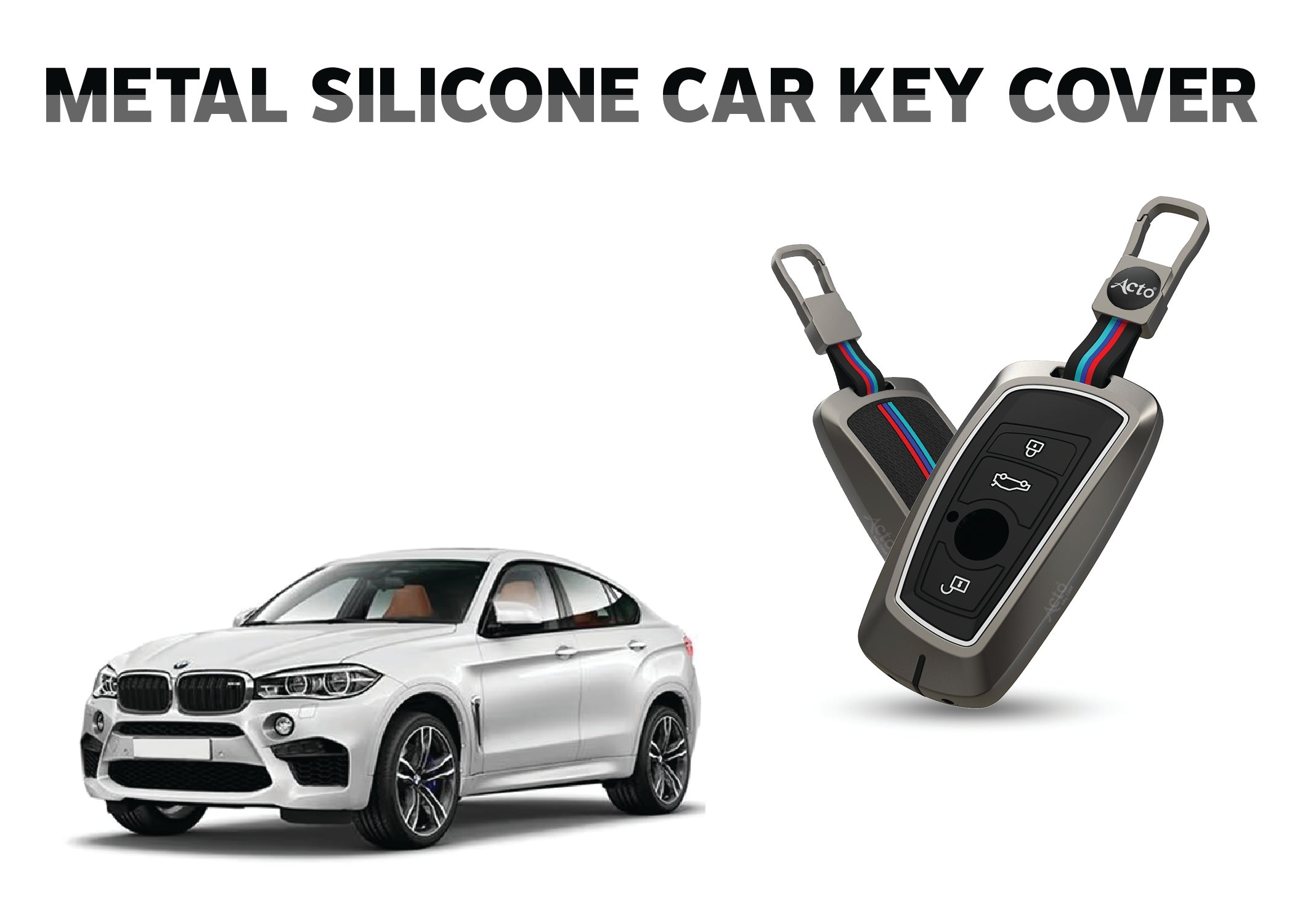 Acto Car Key Cover Metal Silicone Compatible with BMW M Series