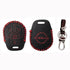 ACTO Leather Car Key Cover with Key Chain Compatible for Nissan Micra, Sunny & Teana Smart Key | Premium Black Leather with Red Stitching | 360° Protection | Pack of 1