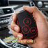 ACTO Leather Car Key Cover with Key Chain Compatible for Renault Duster, Lodgy, Logan & Verito (3 Button Remote Key) | Premium Black with Red Stitching | 360° Protection | Stylish Key Case | Pack of 1