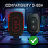 ACTO Leather Car Key Cover with Key Chain Compatible for Renault Duster, Kwid, Triber & Redi-Go (3 Button Remote Key) | Premium Black with Red Stitching | 360° Protection | Stylish Key Case | Pack of 1