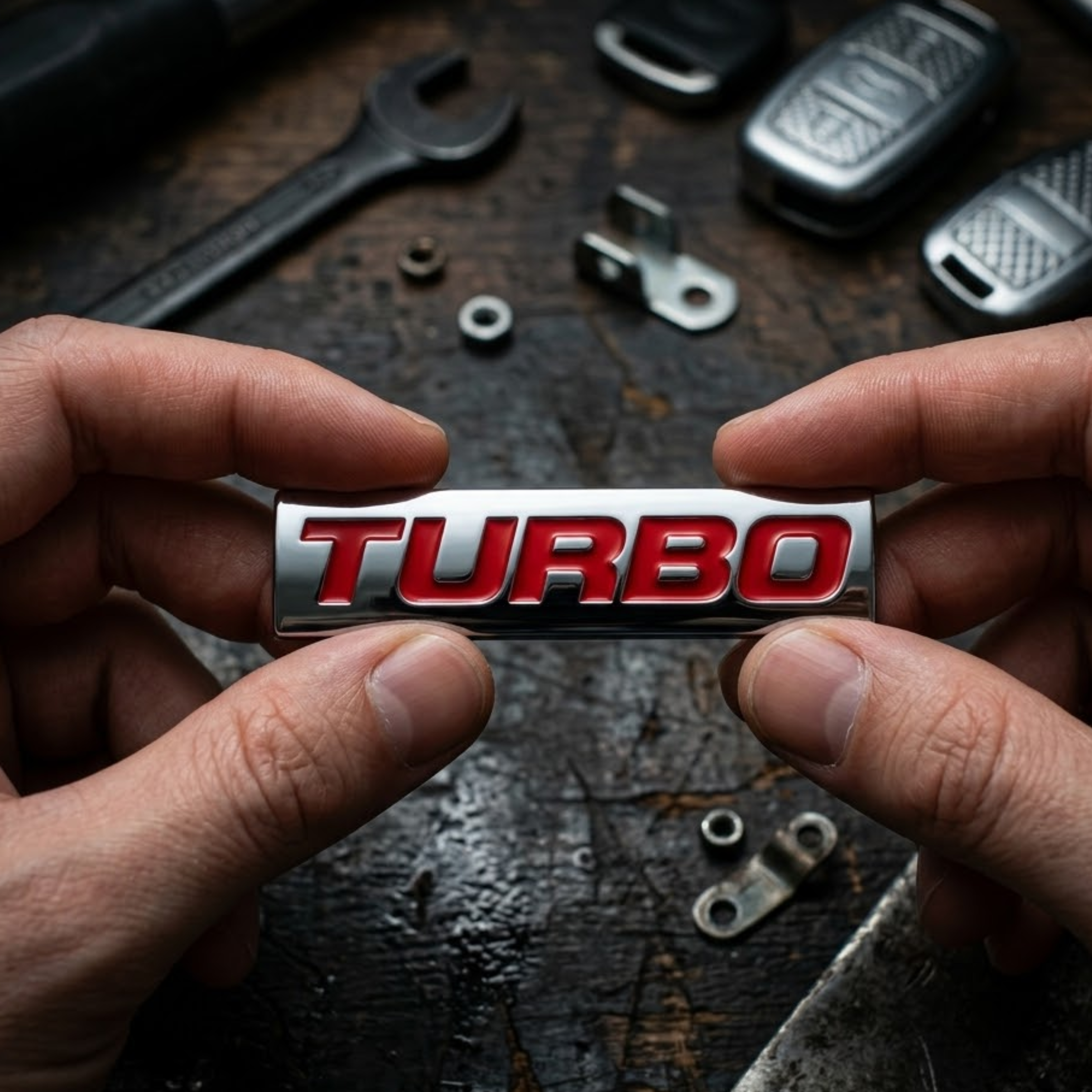 Carsonify 3D Metal TURBO Car Badge Emblem Sticker | Premium Aluminum Alloy Chrome TURBO Logo Decal | Self-Adhesive Metallic Badge for Car, Bike & SUV Exterior | Stylish Auto Styling Accessory