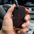 ACTO Leather Car Key Cover with Key Chain Compatible for Skoda Ameo, Jetta, Polo, Vento & Skoda Rapid, Octavia, Fabia, Laura, Superb, Yeti Premium Black with Red Stitching | 360° Protection | Stylish Key Case | Pack of 1
