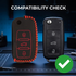 ACTO Leather Car Key Cover with Key Chain Compatible for Skoda Ameo, Jetta, Polo, Vento & Skoda Rapid, Octavia, Fabia, Laura, Superb, Yeti Premium Black with Red Stitching | 360° Protection | Stylish Key Case | Pack of 1