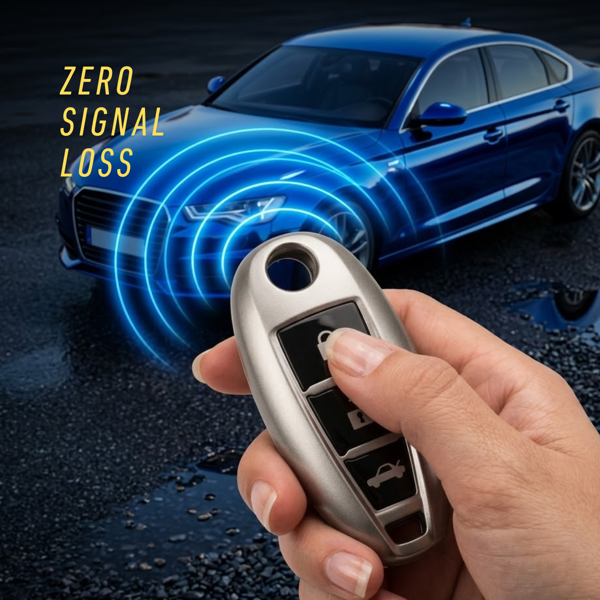 Acto Chromium Gun Series Car Key Cover Compatible with Maruti Suzuki Baleno, Ciaz, Ignis, S-Cross, Brezza 3 Button Smart Key | Premium Chrome Finish Hard Case | 360° Protection | Scratch Resistant | Keychain Included (Pack of 1)
