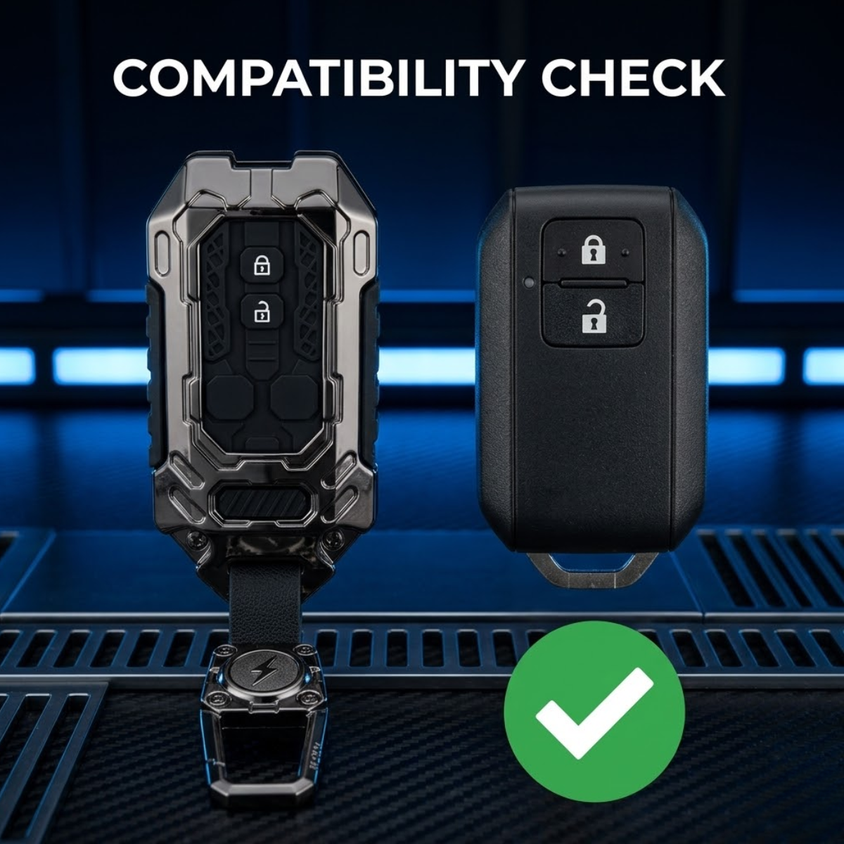 Acto Transformer Series Car Key Cover for Maruti Suzuki New Swift, New Dzire, New Baleno, New Ertiga, XL6 (2 Button Smart Key) | 360° Full Protection | Stylish Key Case with Keychain | Pack of 1