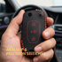 ACTO Leather Car Key Cover with Key Chain Compatible for Tata Bolt, Nexon, Tigor, Hexa, Tiago & Zest (Flip/Remote Key) | Premium Black with Red Stitching | 360° Protection | Stylish Key Case | Pack of 1