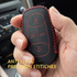 ACTO Leather Car Key Cover with Key Chain Compatible for Tata Altroz, Harrier & Nexon (Smart Key) | Premium Black with Red Stitching | 360° Protection | Stylish Key Case | Pack of 1