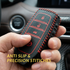 ACTO Leather Car Key Cover with Key Chain Compatible for Toyota Fortuner & Innova Crysta 3 Button Remote Key | Premium Black Leather with Red Stitching | 360° Protection | Stylish Key Case | Pack of 1