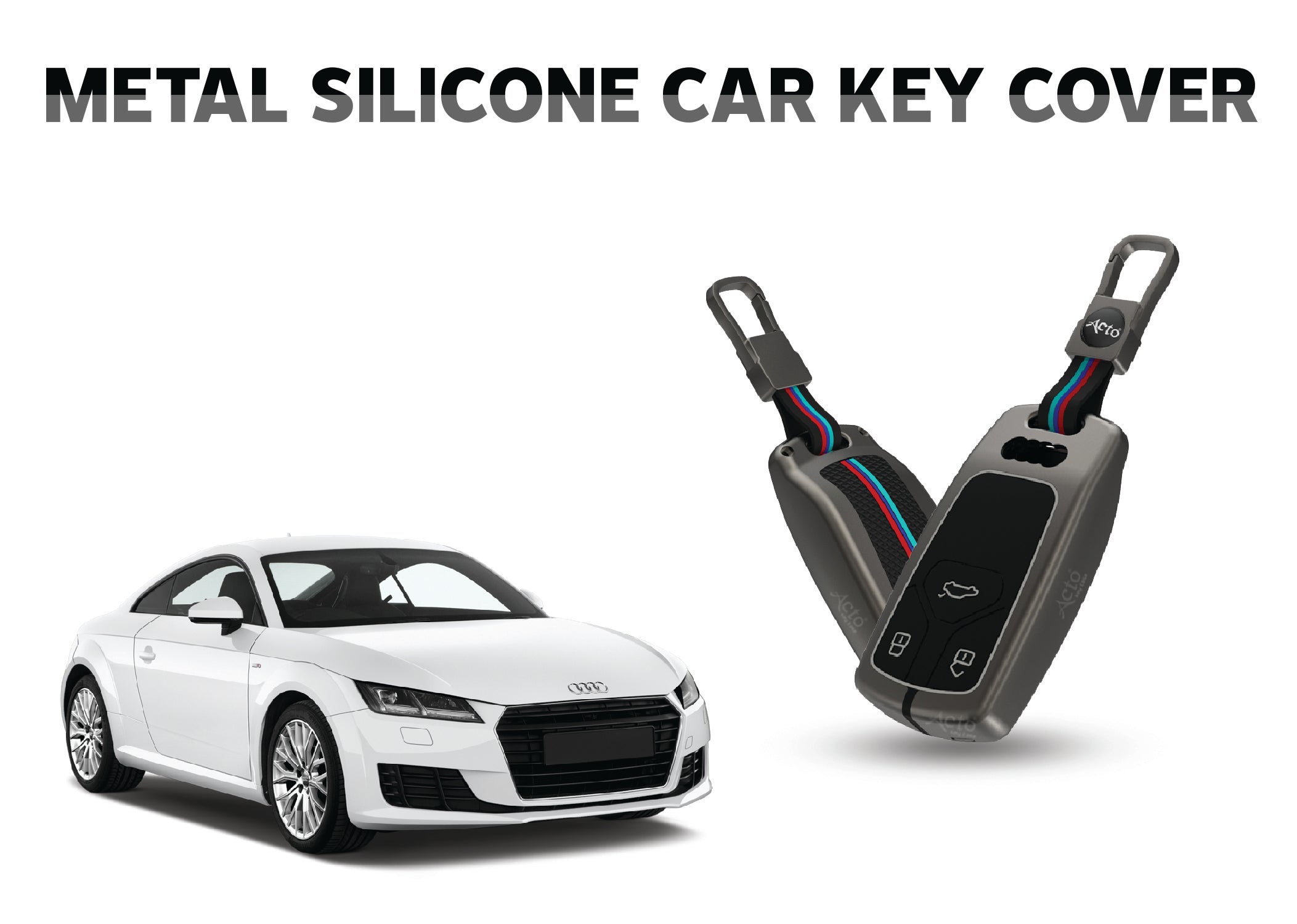 Acto Car Key Cover Metal Silicone Compatible with Audi TT