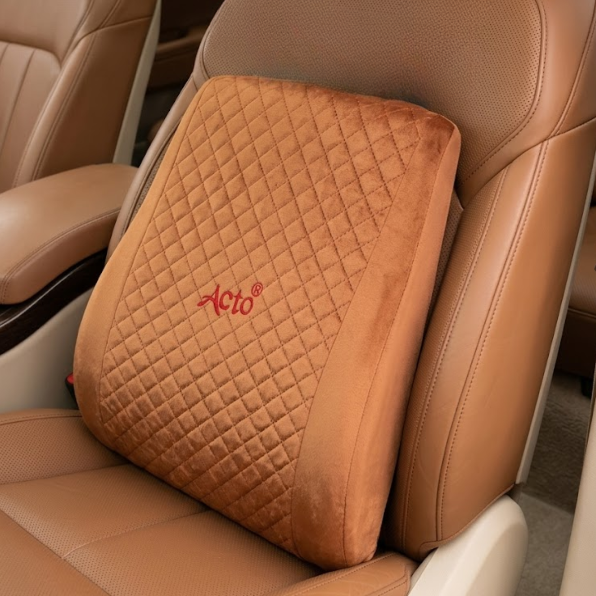 Acto Car Back Rest Proton Cushion for Driving | Memory Foam Lumbar Support Pillow | Orthopedic Back Support for Car Seat & Office Chair