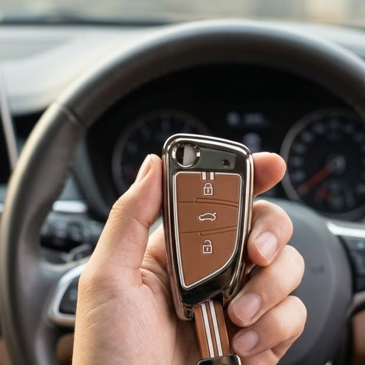 Acto Metal Sapphire Key Cover & Key Chain Compatible with Xhorse Duplicate Smart Key | Premium Metal Smart Key Case | Glow-in-the-Dark Buttons | 360° Protection | Luxury Key Fob Protector | Pack of 1 Set