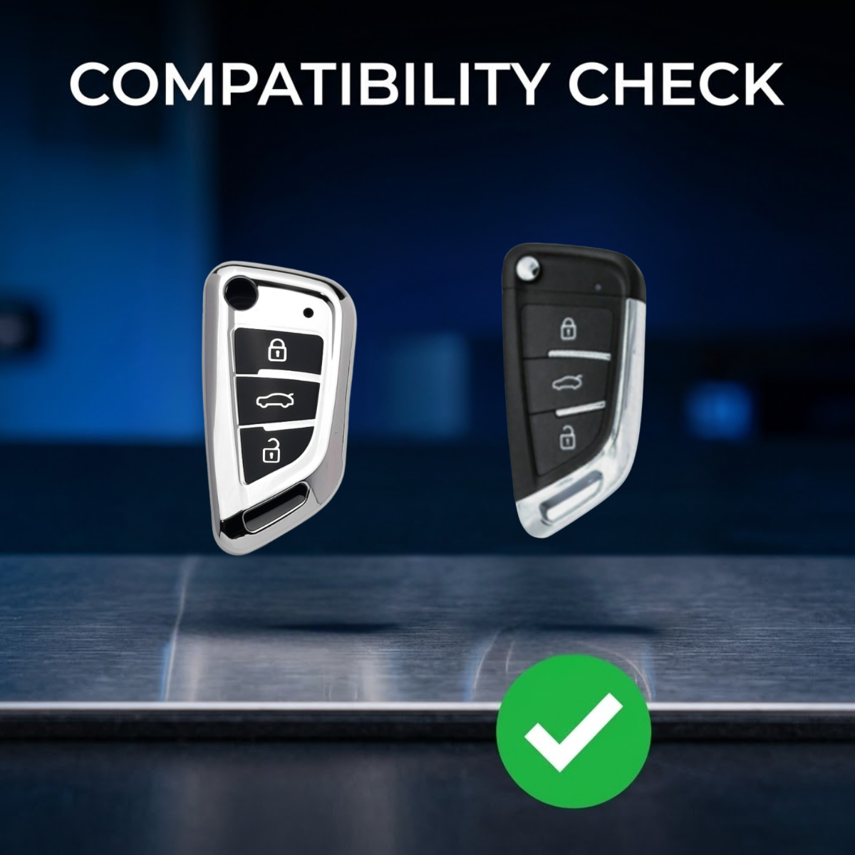Acto Car Key Cover Chromium Series Compatible with Xhorse DF Model Universal Remote Flip Key (3 Button) | Premium Chrome Finish Hard Case | 360° Protection | Scratch Resistant Key Cover with Keychain | Pack of 1