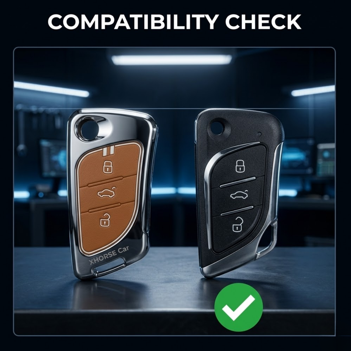Acto Metal Sapphire Key Cover & Key Chain Compatible with Xhorse Duplicate Smart Key | Premium Zinc Alloy Case | Glow-in-the-Dark Buttons | 360° Full Protection | Pack of 1