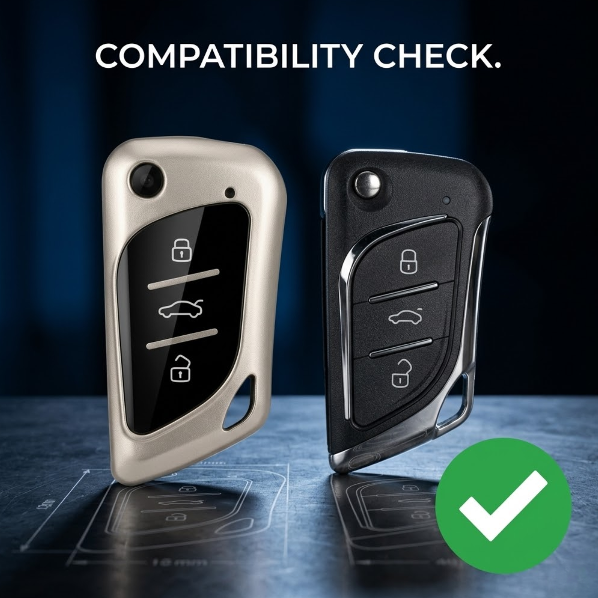 Acto Chromium Gun Series Car Key Cover Compatible with Xhorse Duplicate Key 3 Button Flip Key | Premium Chrome Finish Hard Case | 360° Protection | Scratch Resistant | Keychain Included (Pack of 1)