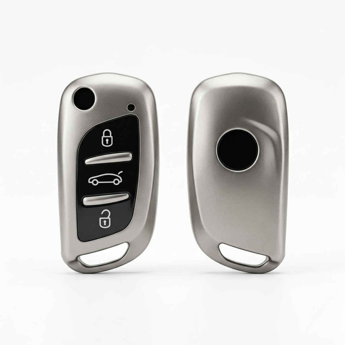 Acto Chromium Gun Series Car Key Cover Compatible with Xhorse Duplicate Key 3 Button Flip Key | Premium Chrome Finish Hard Case | 360° Protection | Scratch Resistant | Keychain Included (Pack of 1)